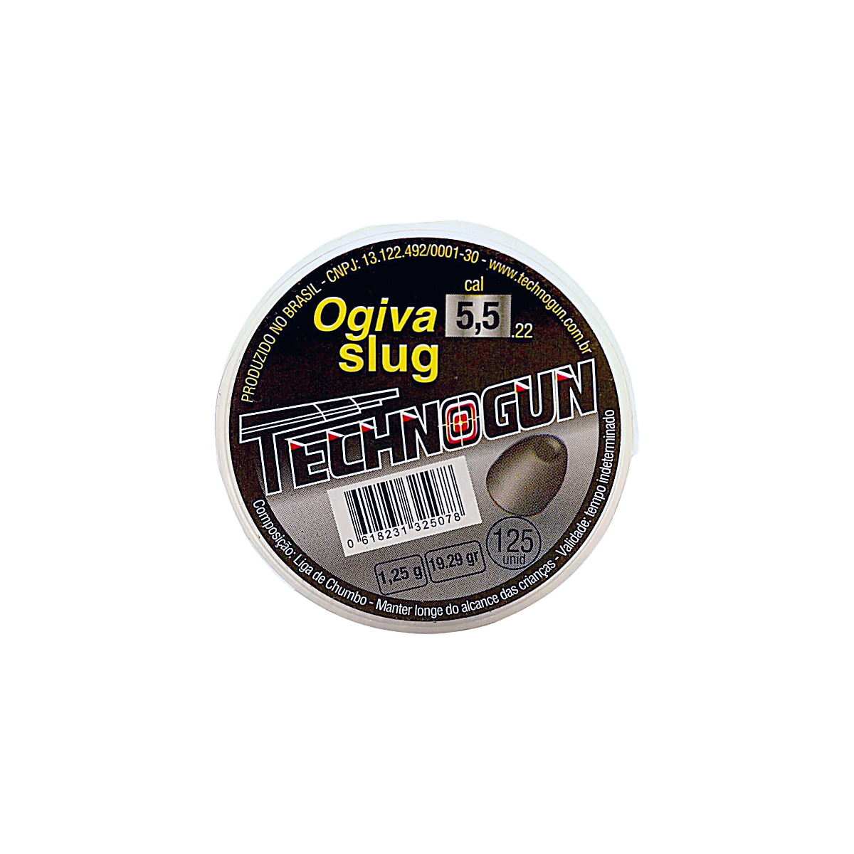 Chumbinho Technogun Ogiva Slug 5.5mm (.22) - 125un