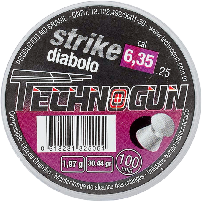 Chumbinho Technogun Strike Diabolo 6.35mm - 100Un