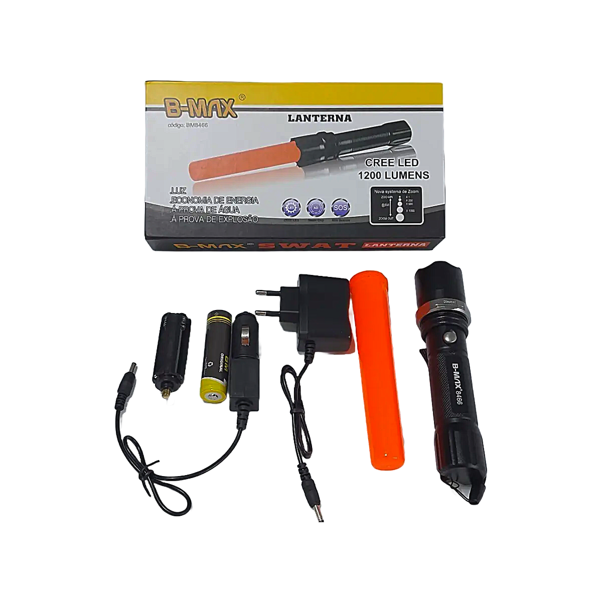 LANTERNA RECARREGÁVEL SWAT BMAX